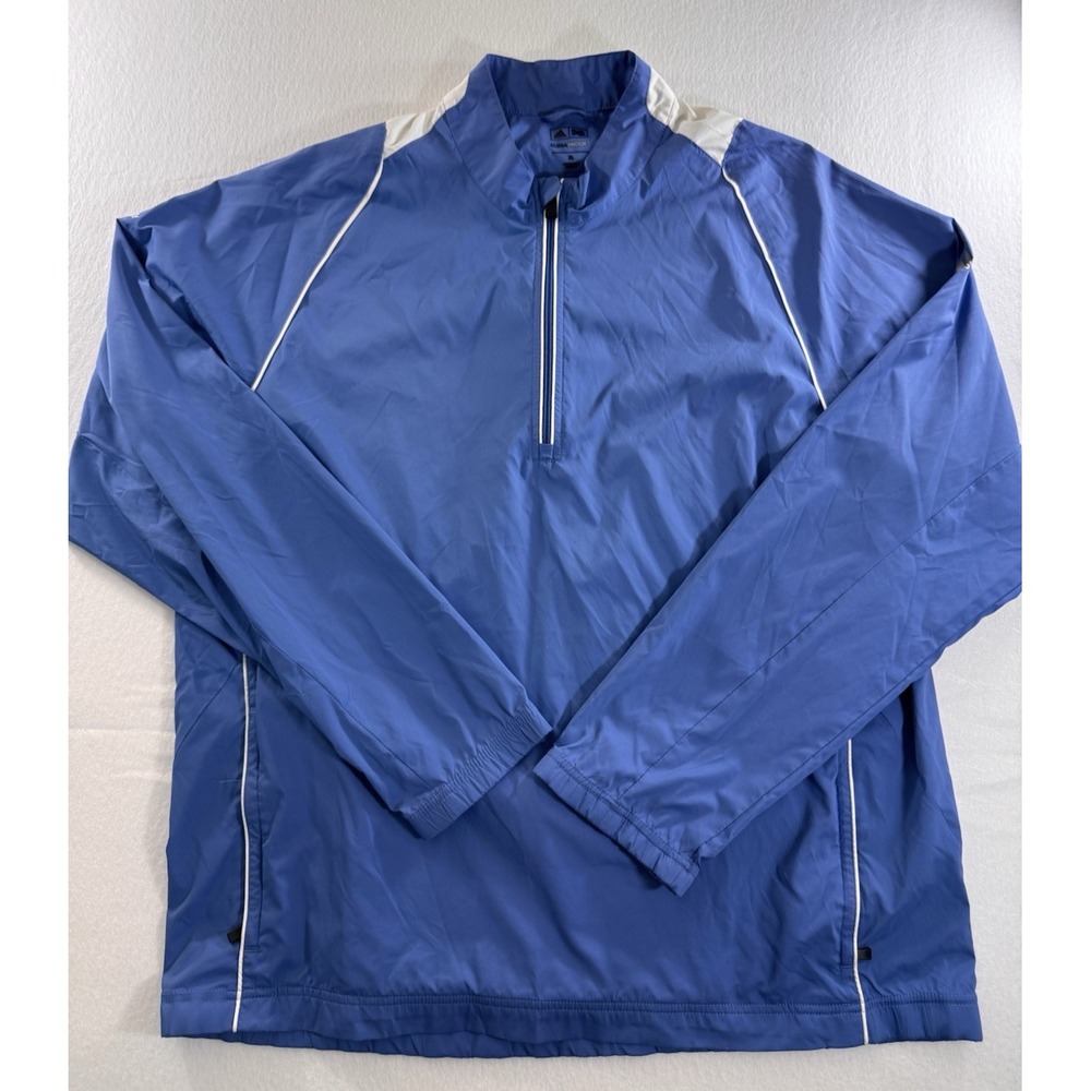 Adidas Climaproof Mens Windbreaker 1/4 Zip XL Blue Legacy Golf Club Embroidered